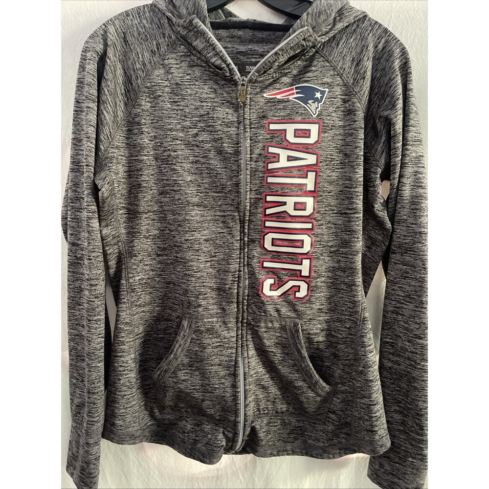 Womens New England Patriots Full Zip Hoodie Jacket Size M NFL Team Apparel Gray